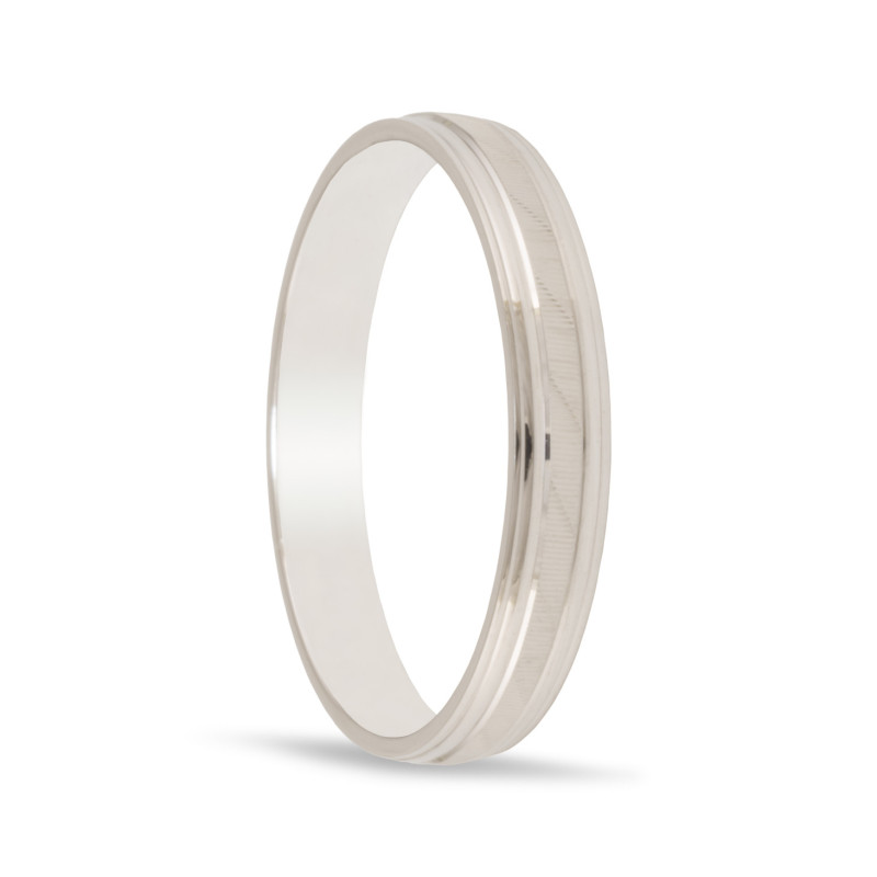 Alianza oro blanco, facetada de 3 mm de ancho | Joyería Bellido