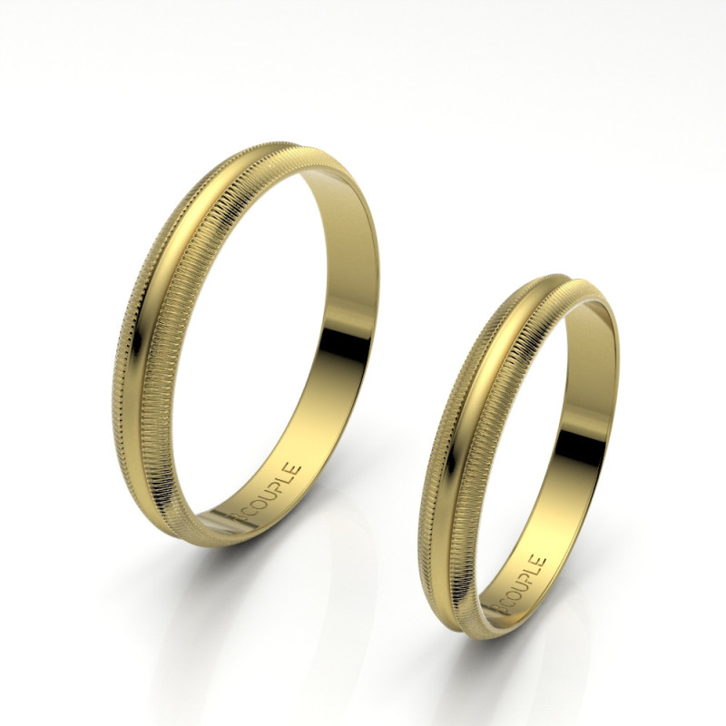 Alianza oro amarillo mate y brillo de 3 mm de ancho | Joyería Bellido
