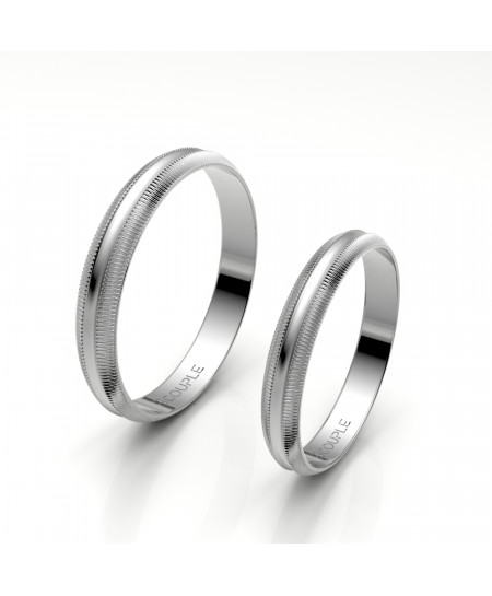 Alianza oro blanco mate y brillo de 3 mm de ancho | Joyería Bellido