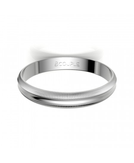 Alianza oro blanco mate y brillo de 3 mm de ancho | Joyería Bellido