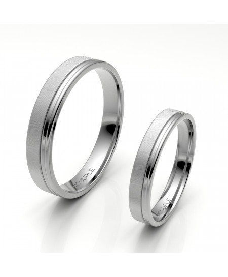 Alianza oro blanco mate y brillo, interior confort | Joyería Bellido