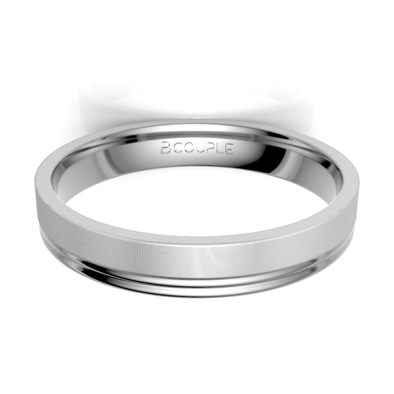 Alianza oro blanco mate y brillo, interior confort | Joyería Bellido