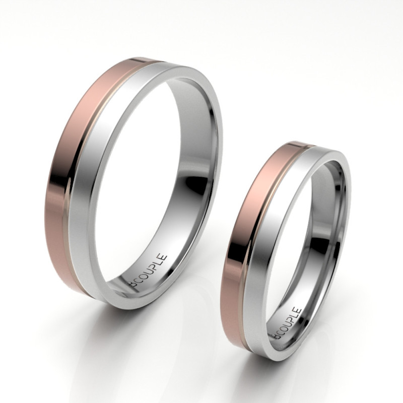 Alianza Bicolor Oro 18K de 4mm interior confort | Joyería B&Couple