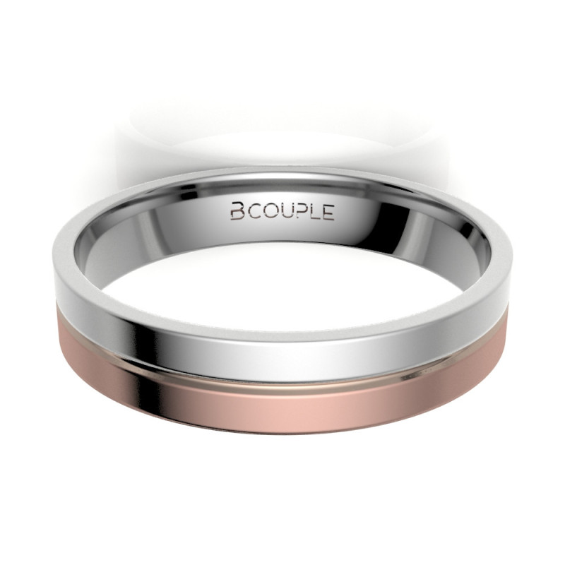 Alianza Bicolor Oro 18K de 4mm interior confort | Joyería B&Couple