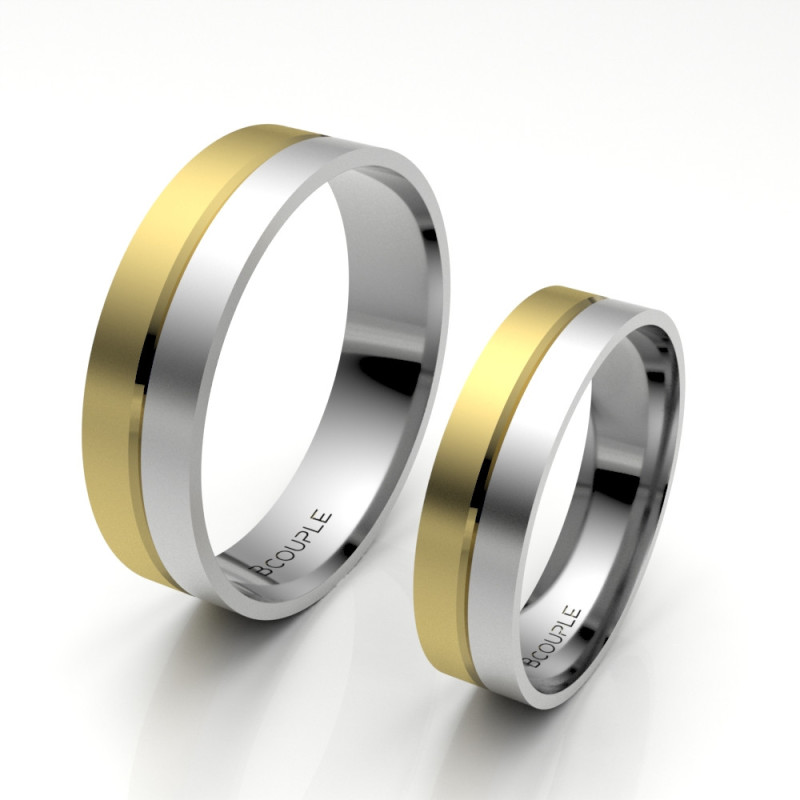 Alianza Bicolor Oro 18K de 5mm Interior confort| Joyería B&Couple