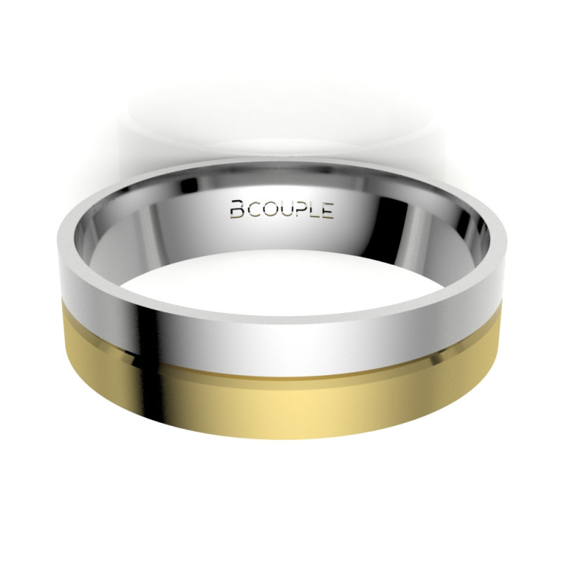 Alianza Bicolor Oro 18K de 5mm Interior confort| Joyería B&Couple