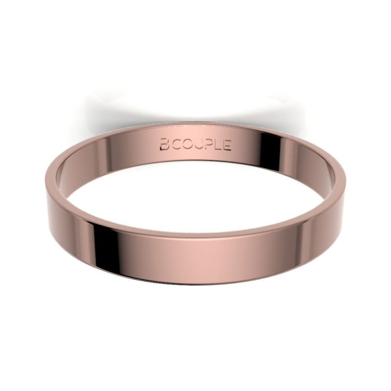 Alianza de oro rosa brillo interior plano de 3 mm