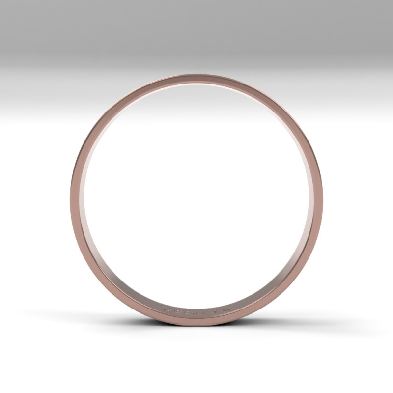 Alianza de oro rosa brillo interior plano de 3 mm