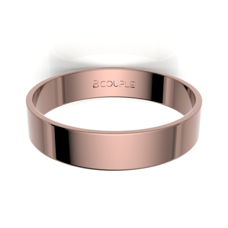 Alianza de oro rosa brillo interior plano de 4 mm