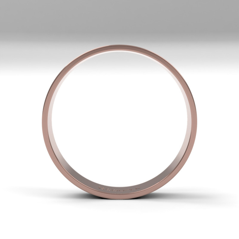 Alianza de oro rosa brillo interior plano de 4 mm