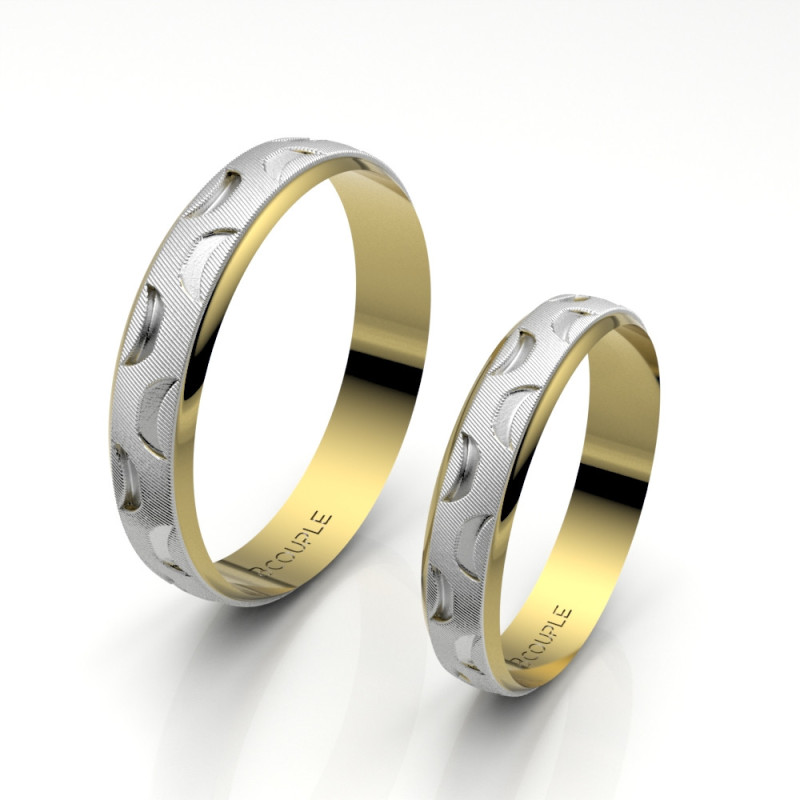Alianza Bicolor Oro 18K 4mm Interior Plano | Joyería B&Couple
