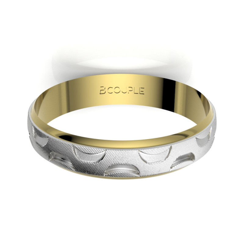 Alianza Bicolor Oro 18K 4mm Interior Plano | Joyería B&Couple