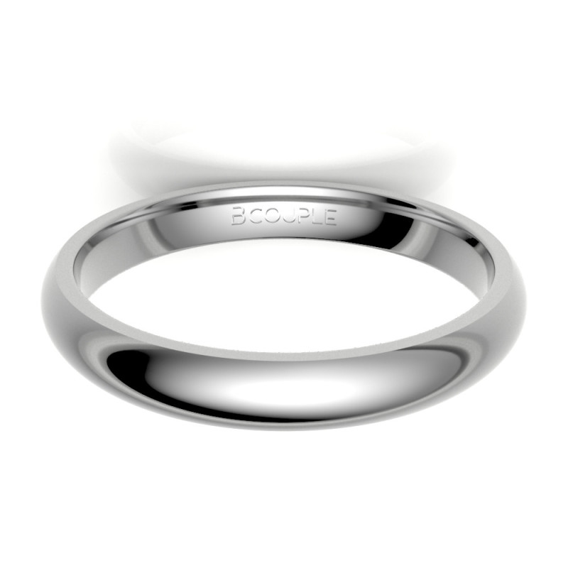 Alianza de oro blanco brillo interior confort de 3 mm