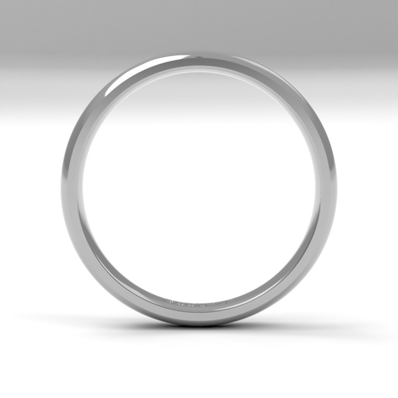Alianza de oro blanco brillo interior confort de 3 mm