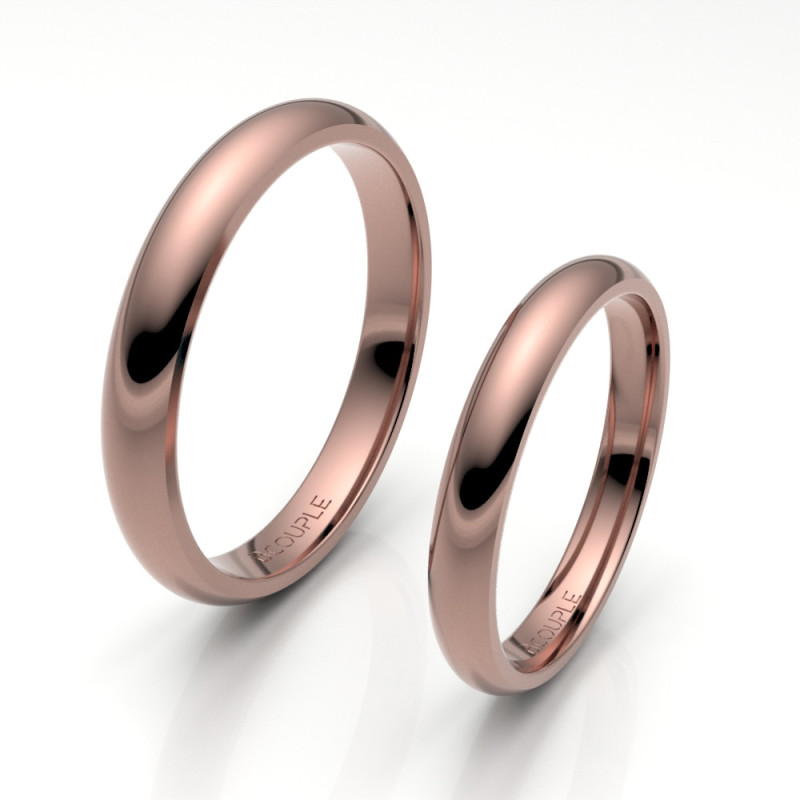 Alinaza de oro rosa brillo interior confort de 3 mm