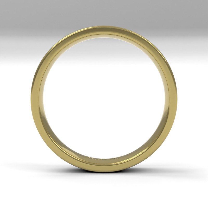 Alianza de oro amarillo brillo interior plano de 4 mm