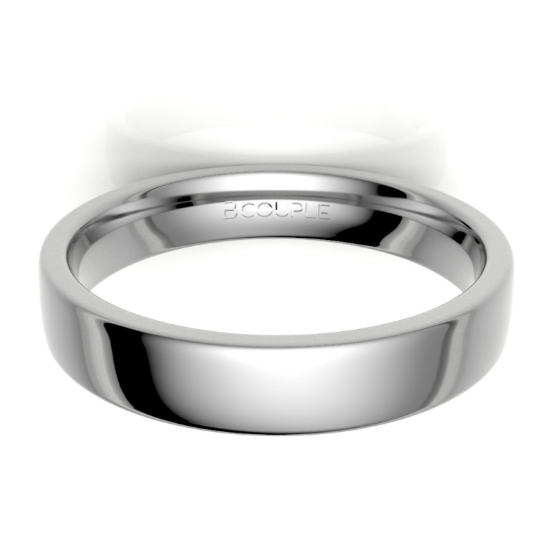 Alianza oro blanco brillo, 4 mm de ancho interior confort | Joyería Bellido