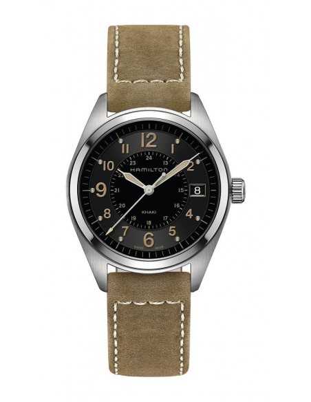 Hamilton Khaki Field Quartz H68551833 | Reloj Quartz de 40 mm con Esfera Negra y Correa de Cuero Beige