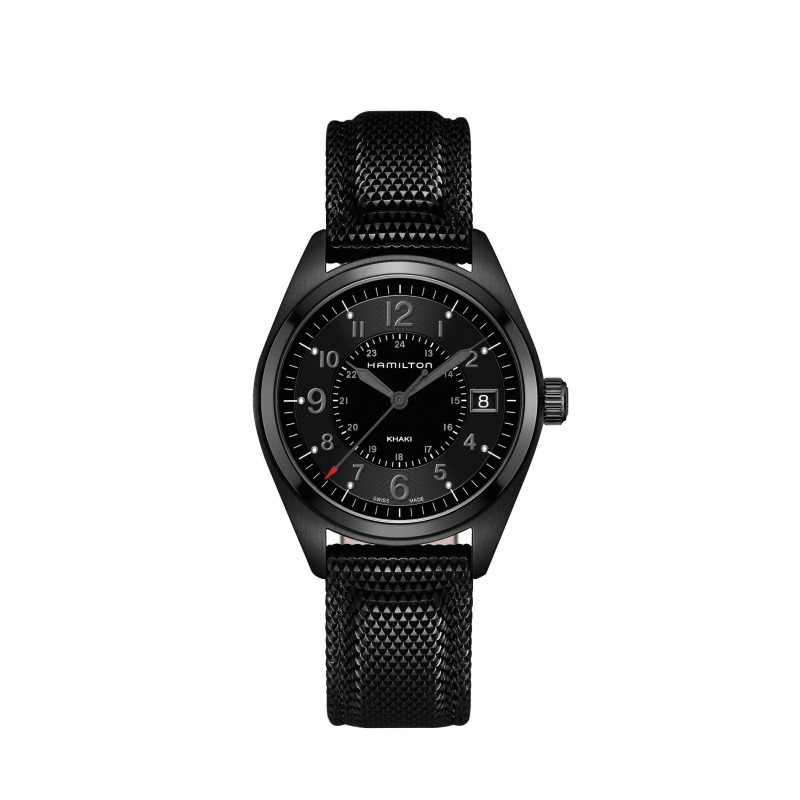 Hamilton Khaki Field Quartz H68401735 | Reloj Quartz de 40 mm con Esfera Negra y Correa de Caucho