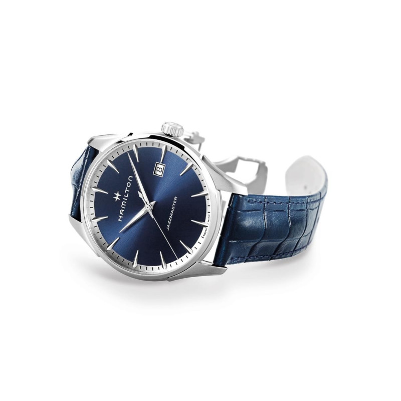 Reloj Hamilton Jazzmaster Gent Quartz H32451641 – Reloj suizo de 40 mm con esfera azul y correa de piel azul
