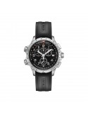 Reloj Hamilton Khaki Aviation X-Wind GMT Chrono Quartz H77912335 – Reloj de cuarzo de 46 mm con esfera negra y correa de caucho