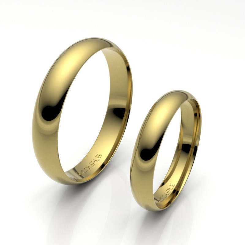 Alianza Clásica media caña Oro 18K Amarillo 4 mm | Joyería B&Couple