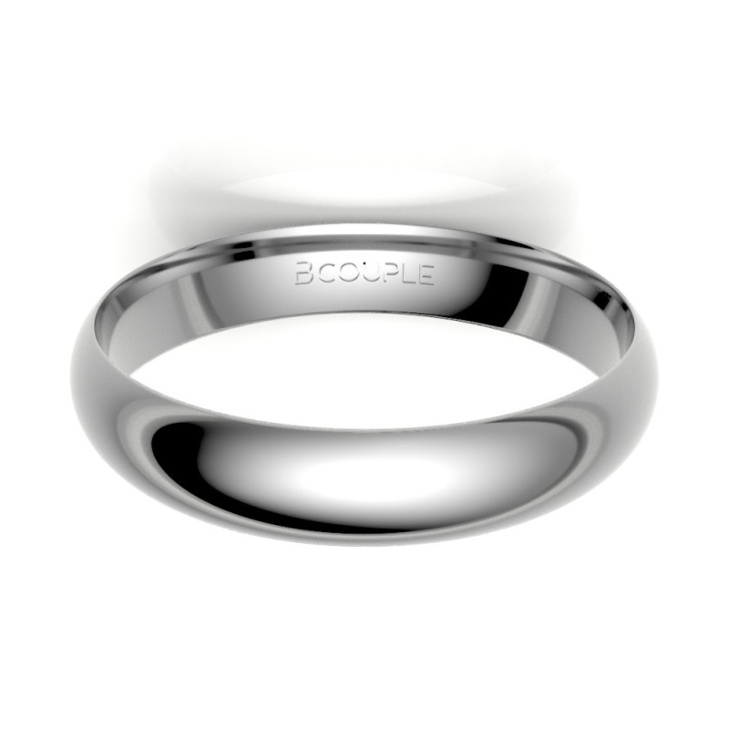Alianza Clásica media caña Oro 18K Blanco 4 mm | Joyería B&Couple