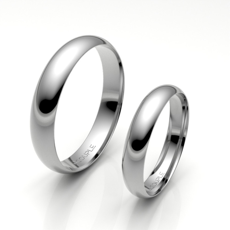 Alianza Clásica media caña Oro 18K Blanco 4 mm | Joyería B&Couple