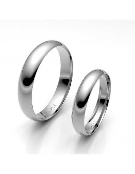 Alianza Clásica media caña Oro 18K Blanco 4 mm | Joyería B&Couple