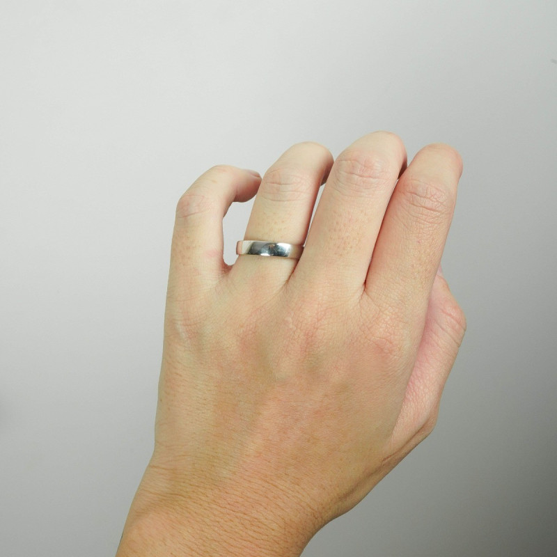 Alianza oro blanco brillo, 4 mm de ancho interior confort | Joyería Bellido