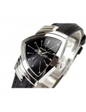 Hamilton Ventura Quartz H24211732 – Reloj de cuarzo de 24 mm con caja triangular y correa de piel negra