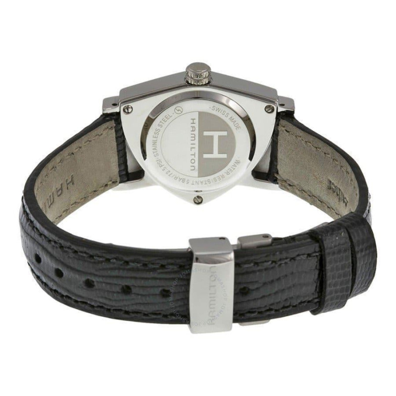 Hamilton Ventura Quartz H24211732 – Reloj de cuarzo de 24 mm con caja triangular y correa de piel negra