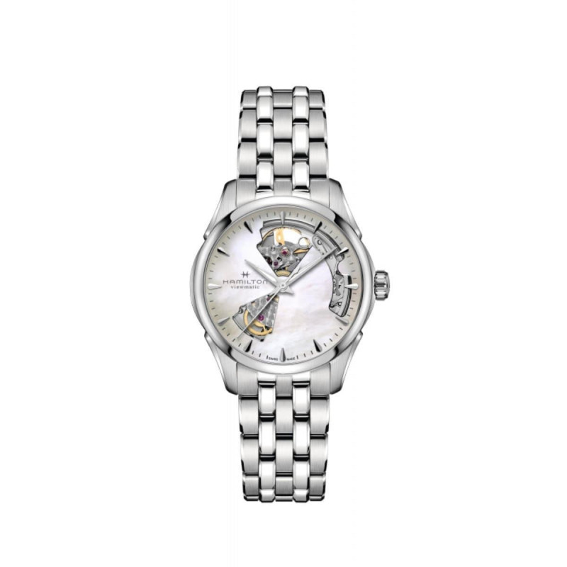 Reloj Hamilton Jazzmaster Open Heart Lady Auto H32215190 – Reloj automático suizo de 36 mm con esfera de nácar y brazalete de ac