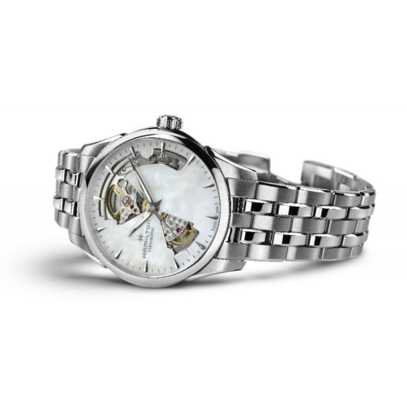 Reloj Hamilton Jazzmaster Open Heart Lady Auto H32215190 – Reloj automático suizo de 36 mm con esfera de nácar y brazalete de ac