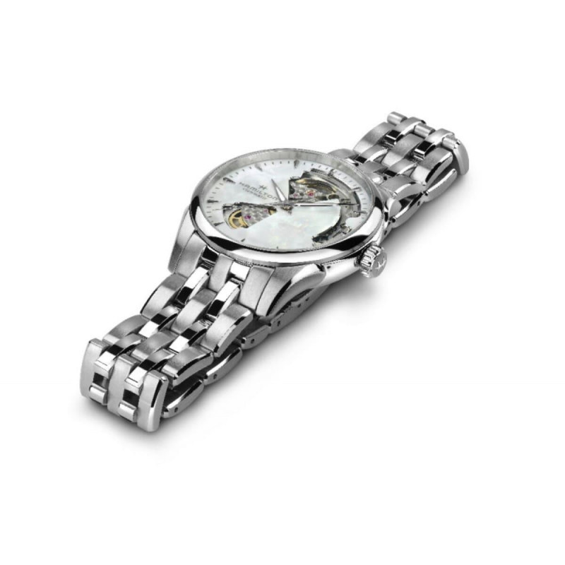 Reloj Hamilton Jazzmaster Open Heart Lady Auto H32215190 – Reloj automático suizo de 36 mm con esfera de nácar y brazalete de ac