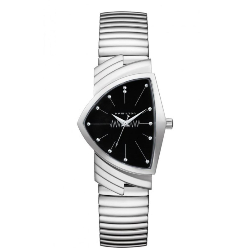 Hamilton Ventura Quartz H24411232 – Reloj de cuarzo de 32,3 mm con caja triangular y brazalete de acero inoxidable