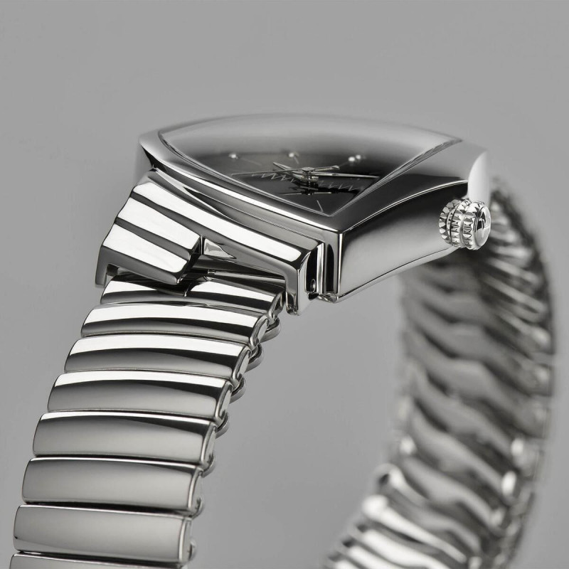 Hamilton Ventura Quartz H24411232 – Reloj de cuarzo de 32,3 mm con caja triangular y brazalete de acero inoxidable