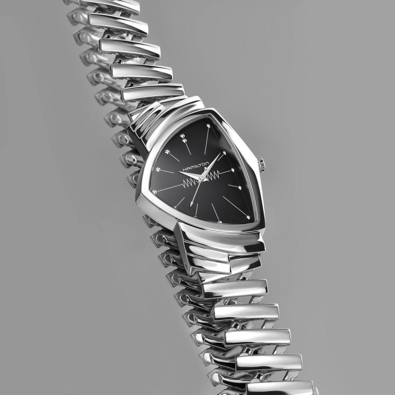 Hamilton Ventura Quartz H24411232 – Reloj de cuarzo de 32,3 mm con caja triangular y brazalete de acero inoxidable
