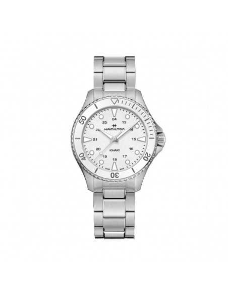 Reloj Hamilton Khaki Navy Scuba Quartz H82221110 – Reloj de cuarzo de 37 mm con esfera blanca y brazalete de acero inoxidable