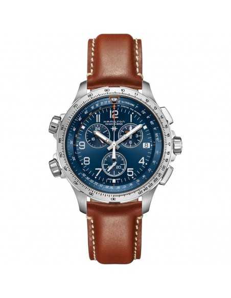 Reloj Hamilton Khaki Aviation X-Wind GMT Chrono Quartz H77922541 – Cronógrafo de cuarzo de 46 mm con esfera azul y correa de pie