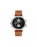 Reloj Hamilton Khaki Aviation X-Wind Auto Chrono H77616533 – Reloj automático de 44 mm con esfera negra y correa de piel marrón