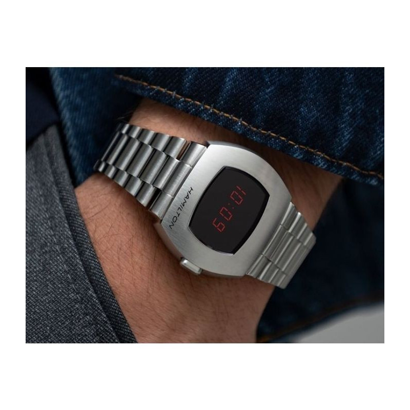 Reloj Hamilton American Classic PSR Digital Quartz H52414130 – Reloj digital de 40,8 x 34,7 mm con pantalla híbrida y brazalete