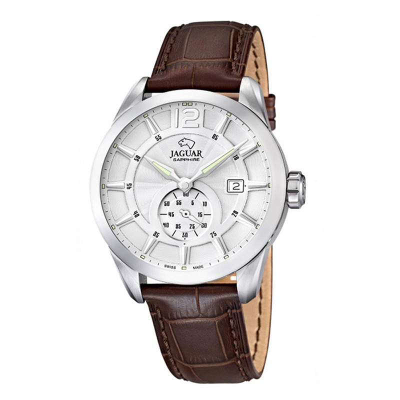 Jaguar J663/1 | Reloj con Esfera Blanca y Pulsera de Cuero Marrón | B&Couple​