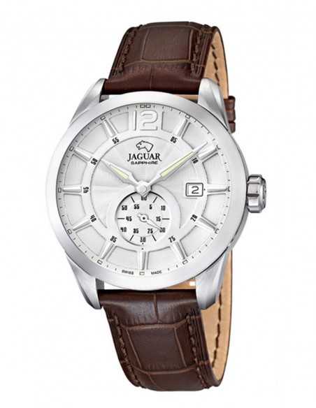 Jaguar J663/1 | Reloj con Esfera Blanca y Pulsera de Cuero Marrón | B&Couple​
