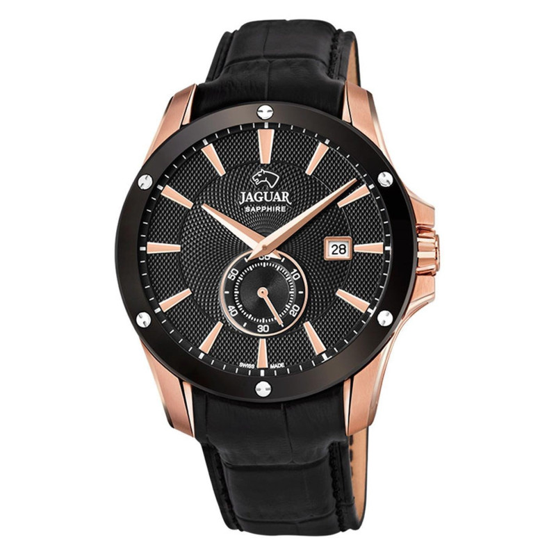 Jaguar J882/1 | Reloj con Esfera Negra y Detalles en Oro Rosa | B&Couple​