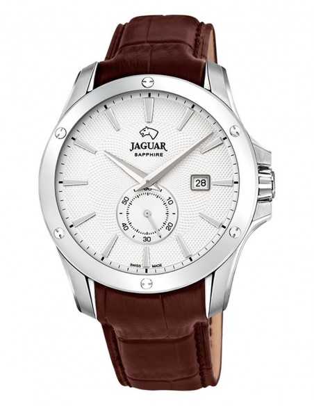 Jaguar J878/1 | Reloj con Esfera Plateada y Pulsera de Cuero Marrón | B&Couple​