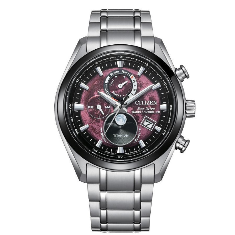 Reloj Citizen Tsuki-yomi Moonphase BY1018-80X – Reloj radiocontrolado Eco-Drive con caja de Super Titanium™ de 43 mm y esfera ro
