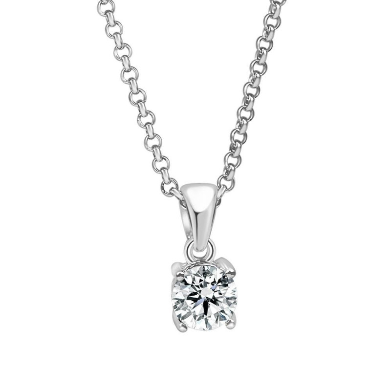 Colgante oro blanco 4 garras  diamante creado 1,00ct