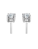 Pendiente oro blanco 4 garras diamante creado de  1,00ct (total 2 ct)