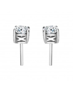 Pendiente oro blanco 4 garras diamante creado de  1,00ct (total 2 ct)
